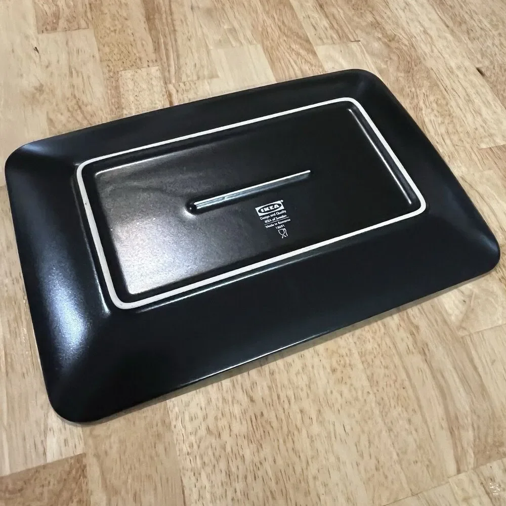 IKEA Dinera 18691 Rectangular Dinner Plate Set of 6 Gray Black 11.5” x 8”